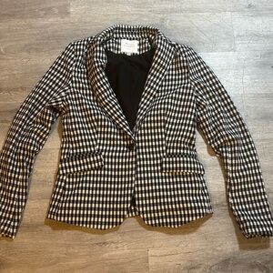 Maison d’ Amelie Paris Black White Plaid Blazer Jacket Sz XS Career Office